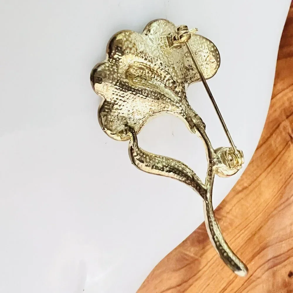 Vintage PAVE Brooch Exceptional CALLA LILY Pink Aurora Borealis AB Rhinestones